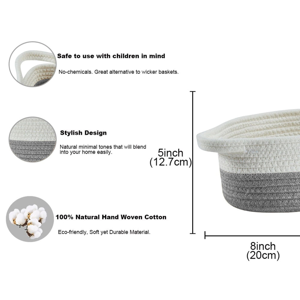 Cotton Rope Baskets (2pcs) - Small Woven Storage Bins
