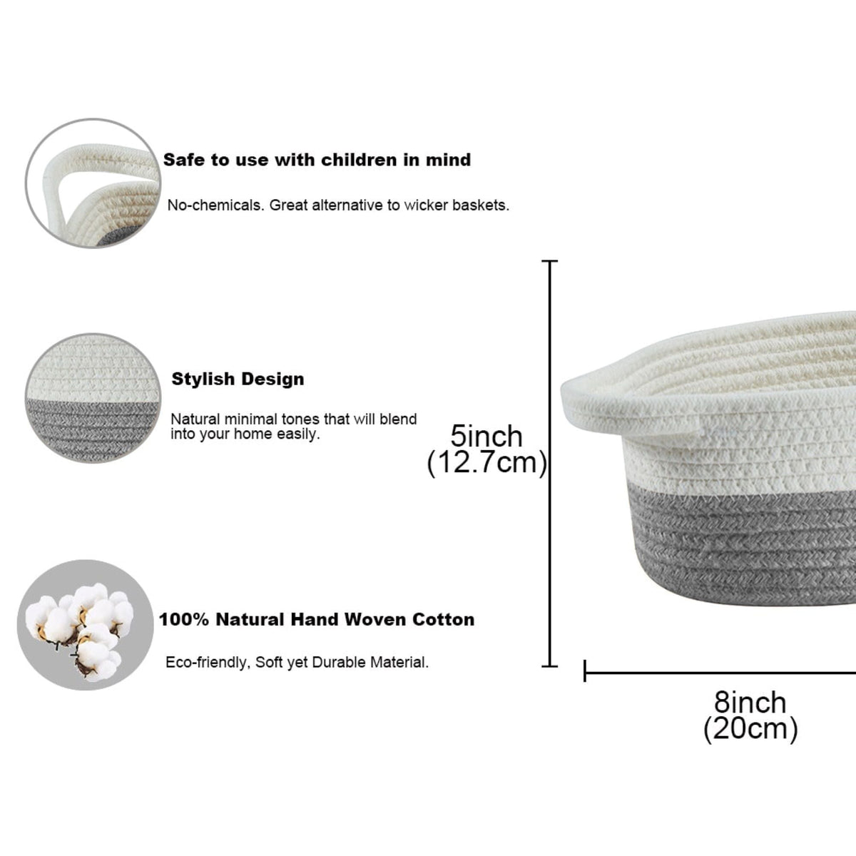 Cotton Rope Baskets (2pcs) - Small Woven Storage Bins