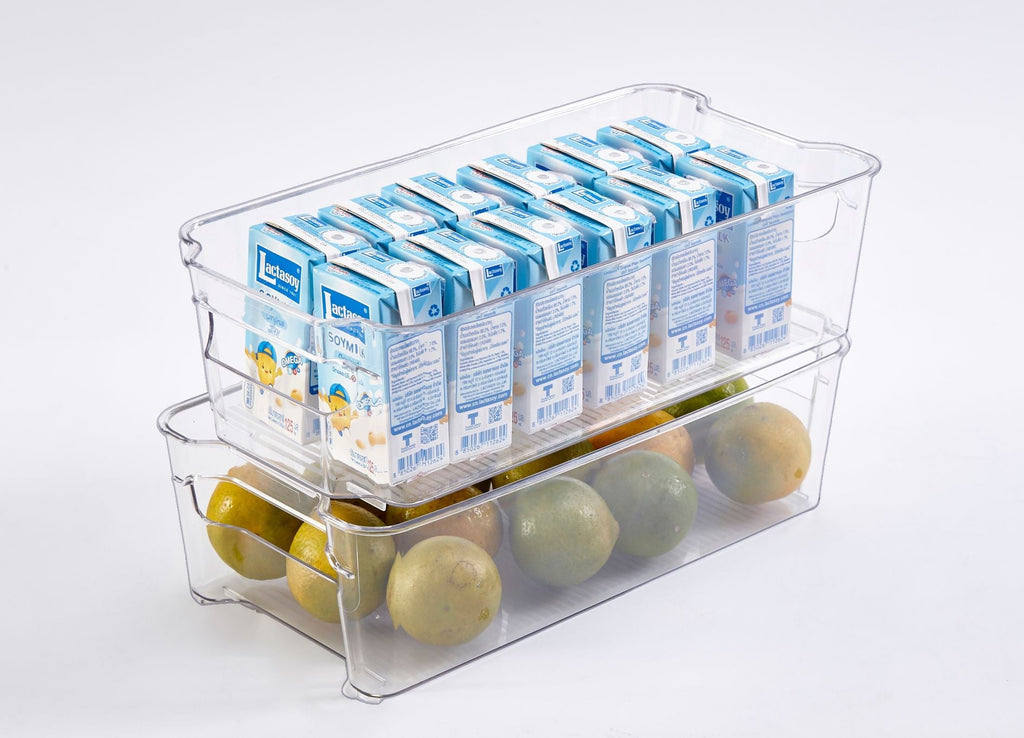 12.4" Clear Fridge Organizer Storage Bins (8 Pack) - Transparent Kitchen Storage Basket