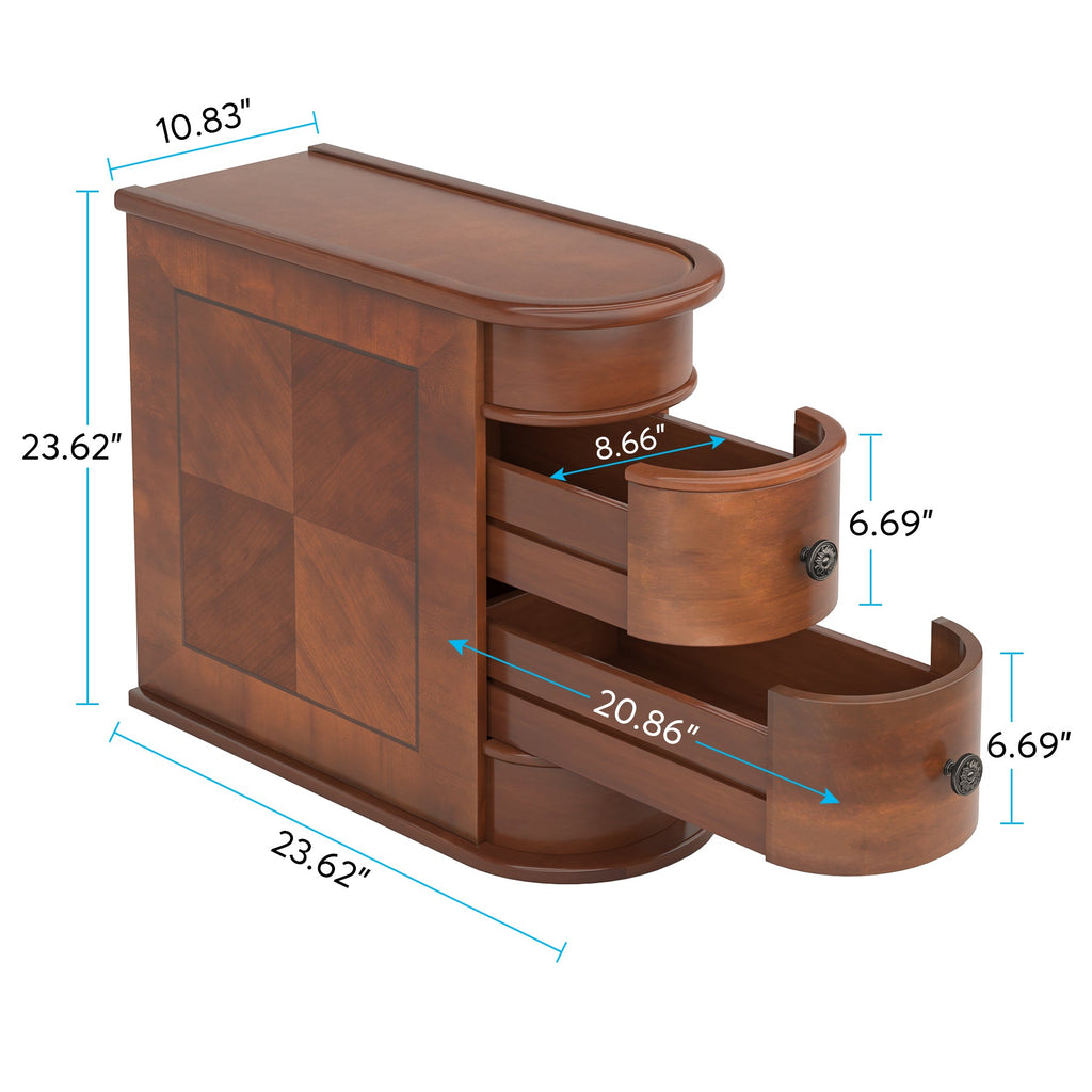 Wood End Table with 2 Drawers