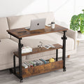 Height Adjustable Side Table with Shelves