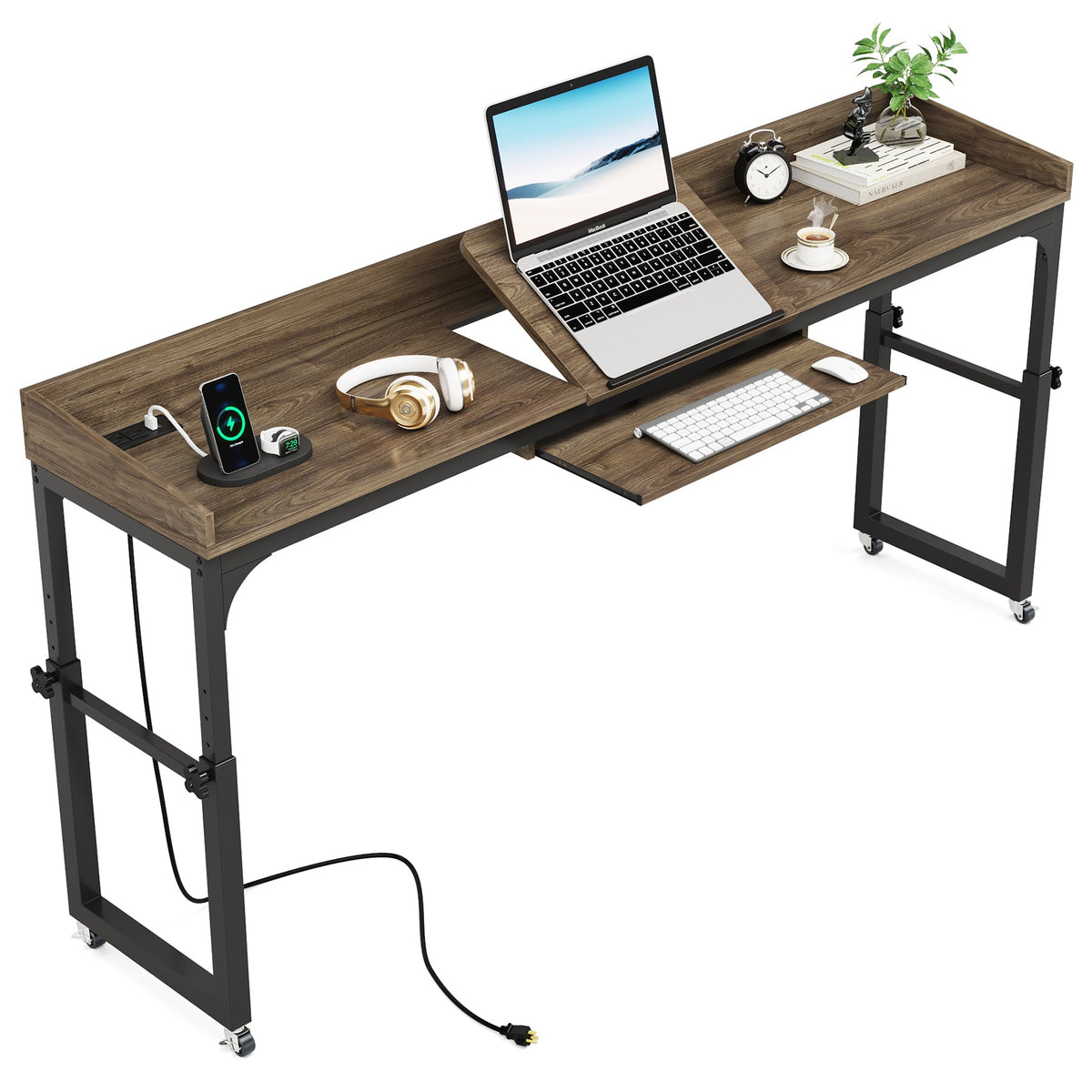 Adjustable Overbed Table with Wheels