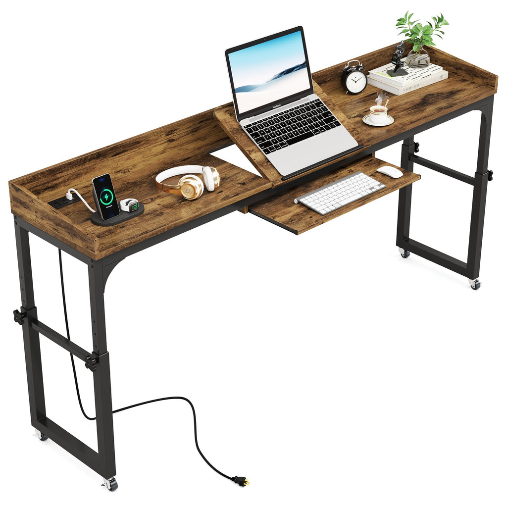 Adjustable Overbed Table with Wheels