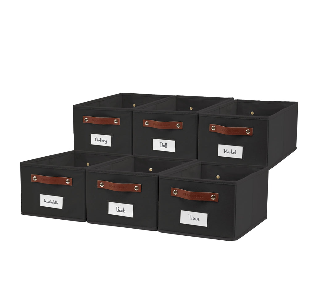 Rectangular Storage Baskets for Shelves with Label Holder