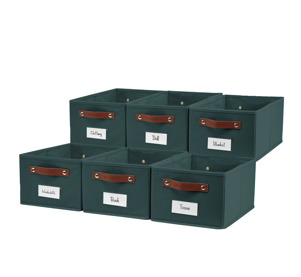 Rectangular Storage Baskets for Shelves with Label Holder