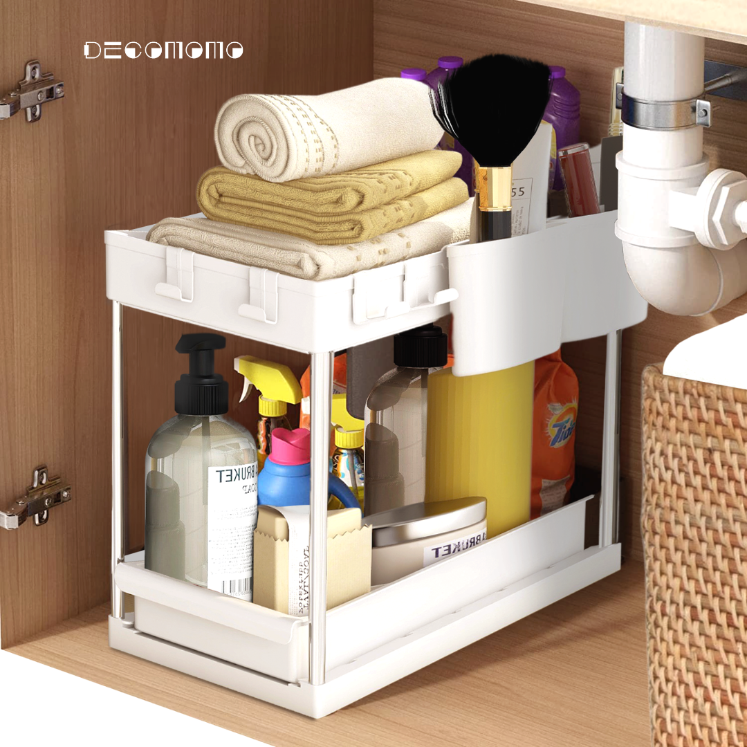 Under Sink Organizer Storage Basket (2-Tier Sliding) | Under Sink Storage Solution
