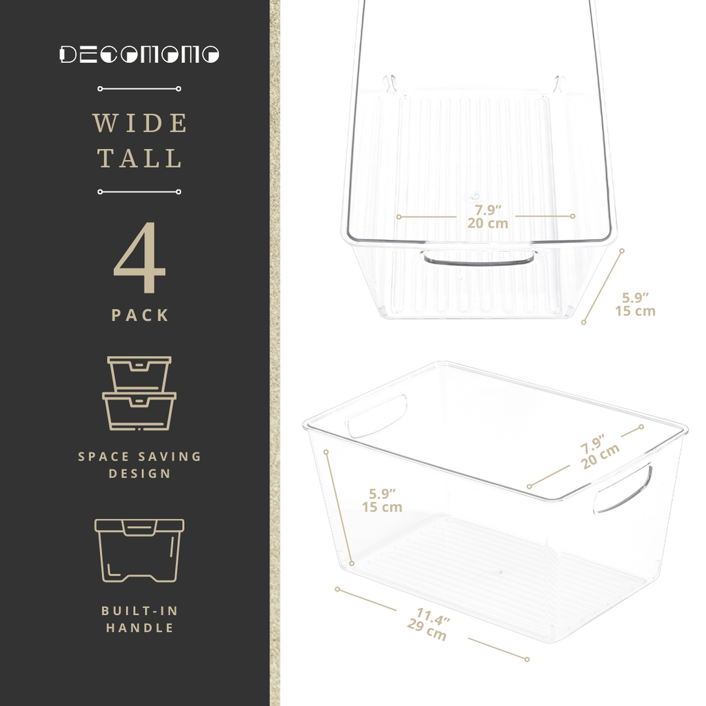 11.4" Fridge Organizer Clear Storage Bins - Transparent Kitchen & Pantry Organizers
