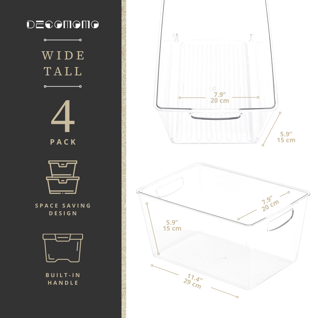 11.4" Fridge Organizer Clear Storage Bins - Transparent Kitchen & Pantry Organizers