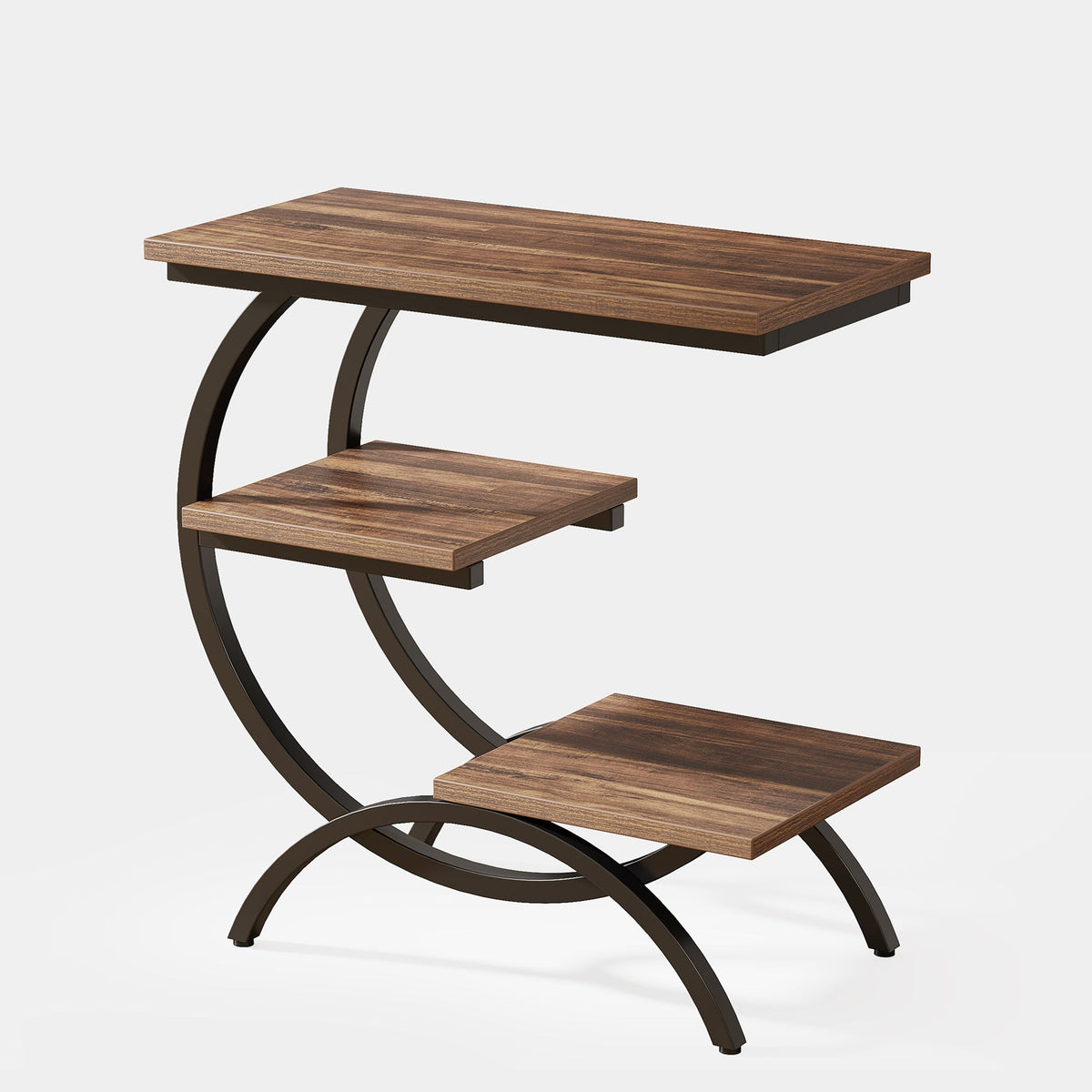 End Table Sofa Side Table with Storage Shelves