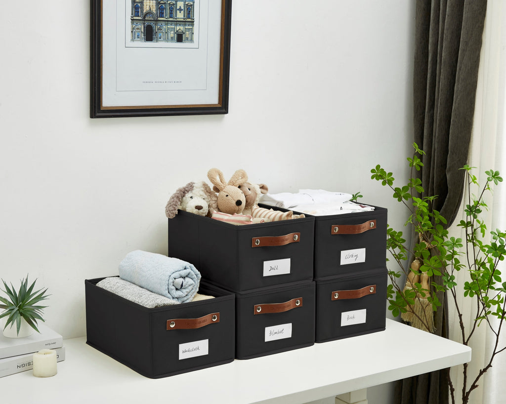 Rectangular Storage Baskets for Shelves with Label Holder