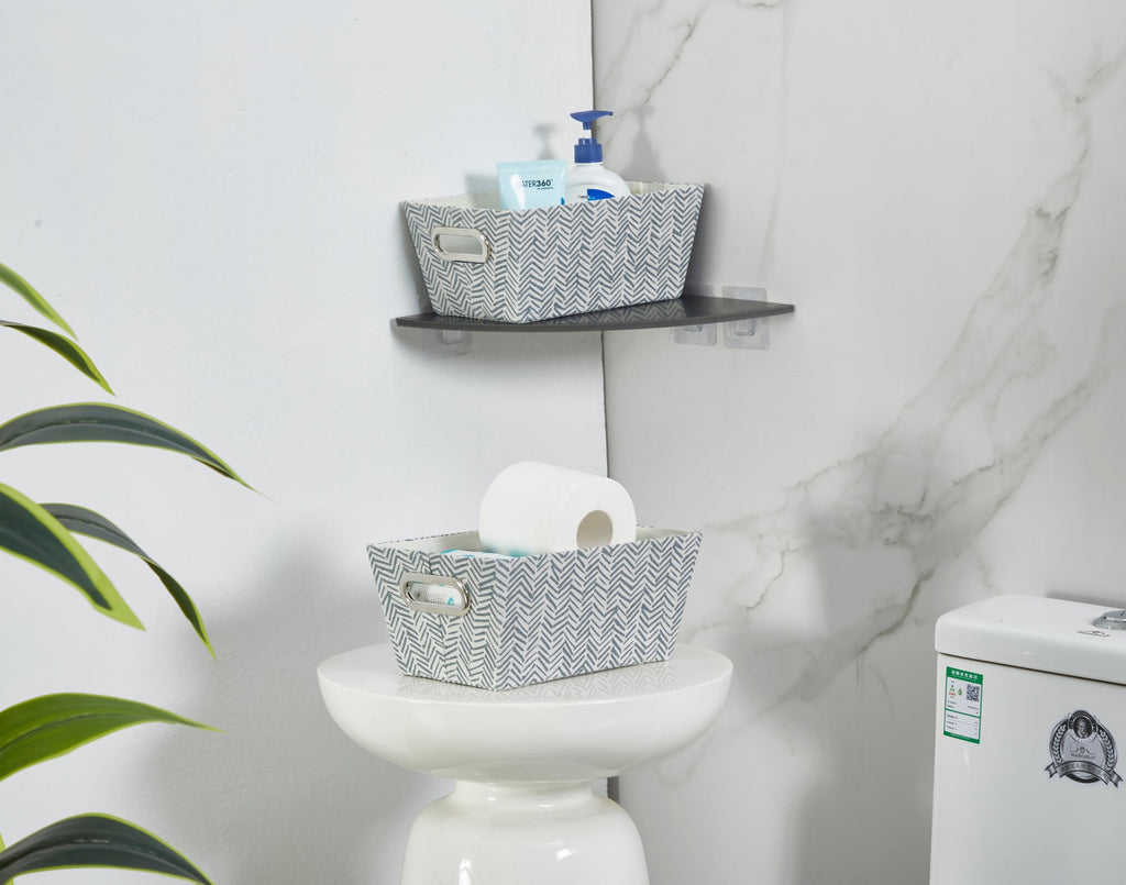 Nestable Storage Bin w/ Cut-out Handles | Patterned Small Storage Baskets