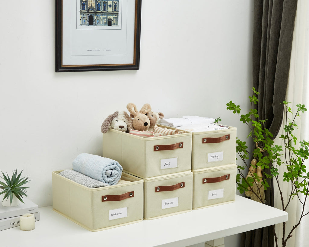 Rectangular Storage Baskets for Shelves with Label Holder