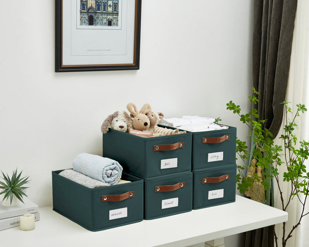 Rectangular Storage Baskets for Shelves with Label Holder