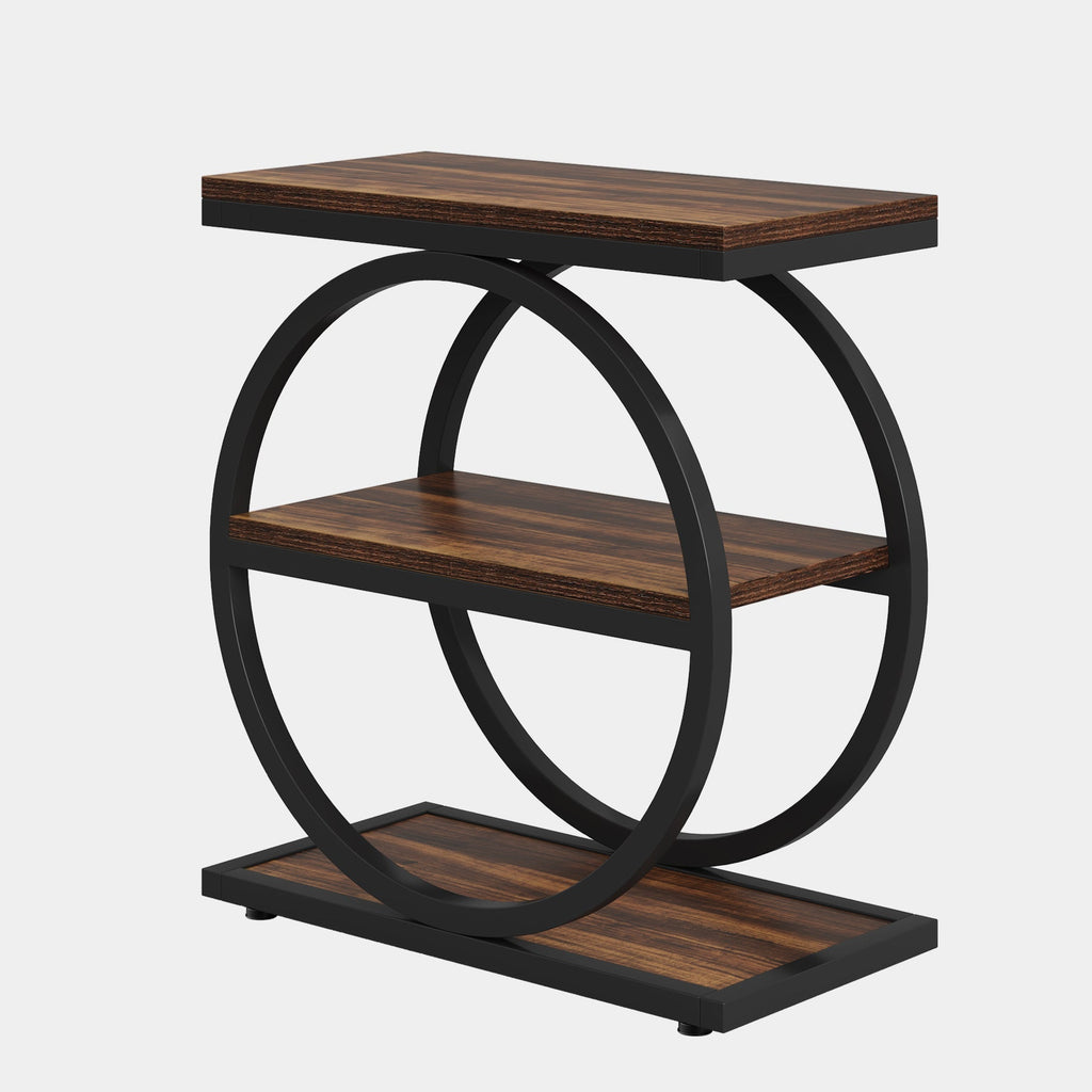 3-Tier End Table with Round Metal Frame