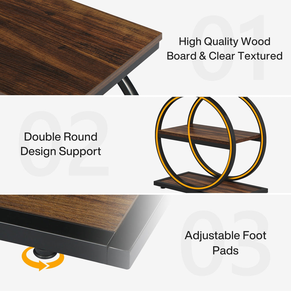 3-Tier End Table with Round Metal Frame