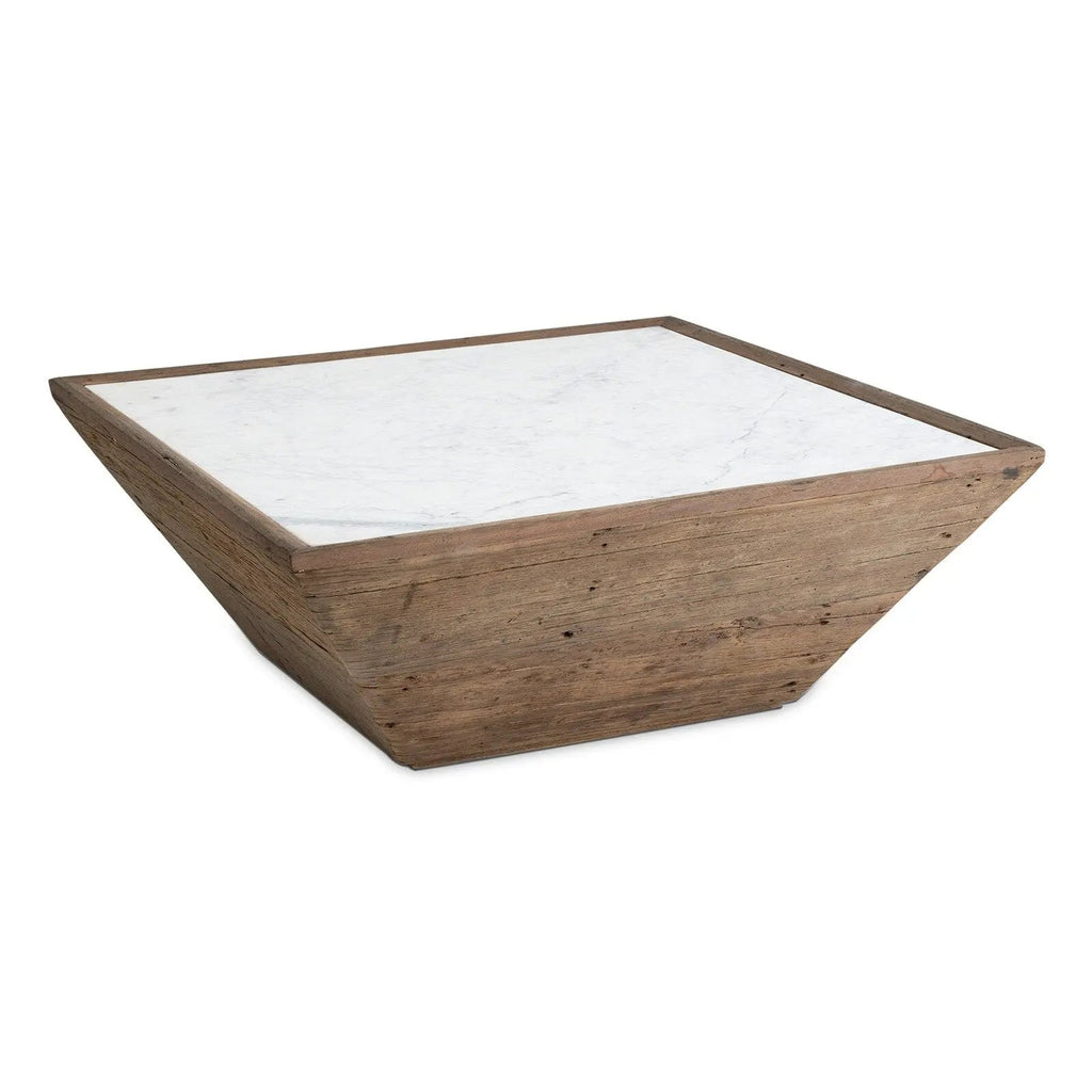 Vale Wood Coffee Table – Reclaimed Wood with Marble Top
