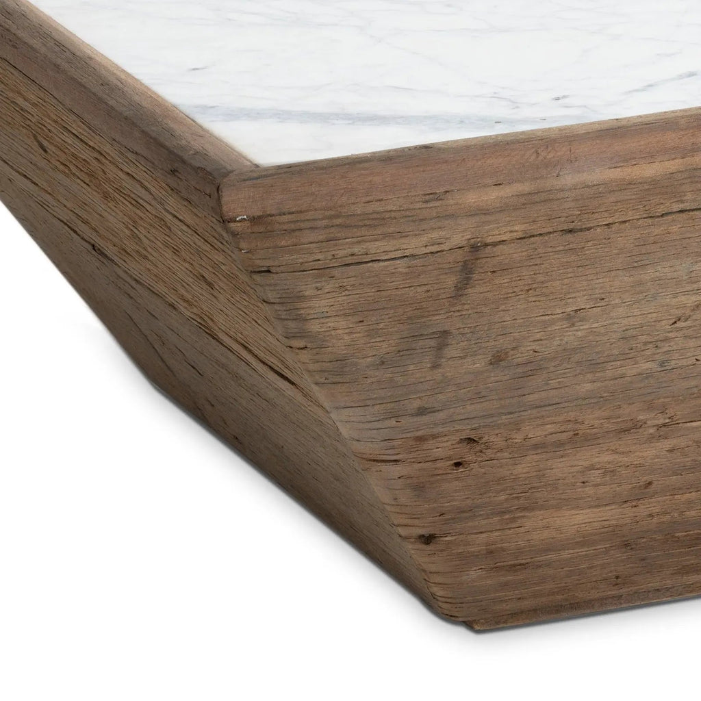 Vale Wood Coffee Table – Reclaimed Wood with Marble Top