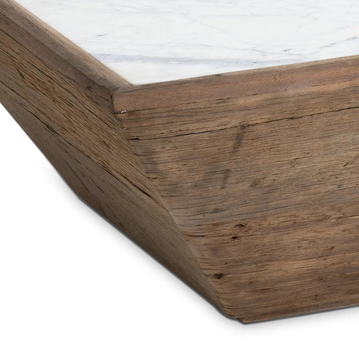Vale Wood Coffee Table – Reclaimed Wood with Marble Top
