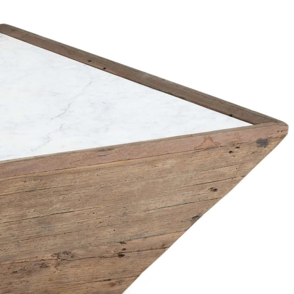 Vale Wood Coffee Table – Reclaimed Wood with Marble Top