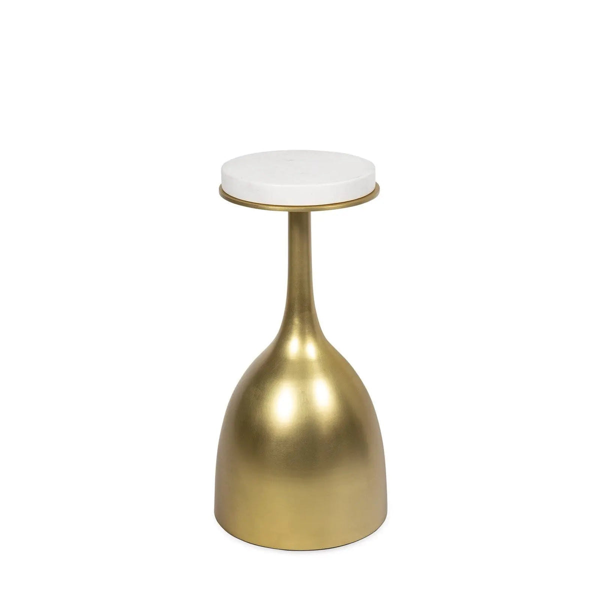 Logan Accent Table – Brass or Bronze with Marble Top