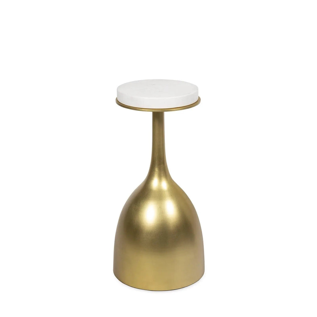 Logan Accent Table – Brass or Bronze with Marble Top