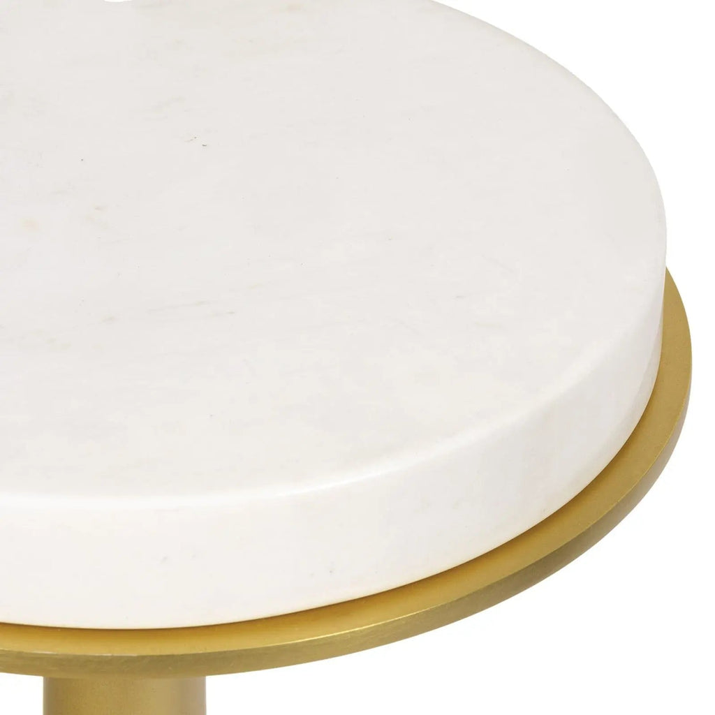 Logan Accent Table – Brass or Bronze with Marble Top