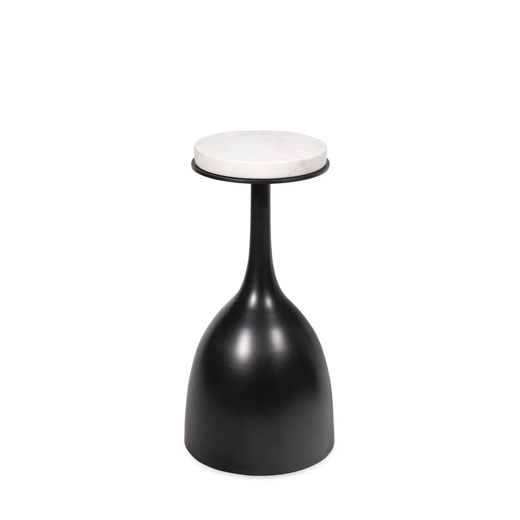 Logan Accent Table – Brass or Bronze with Marble Top