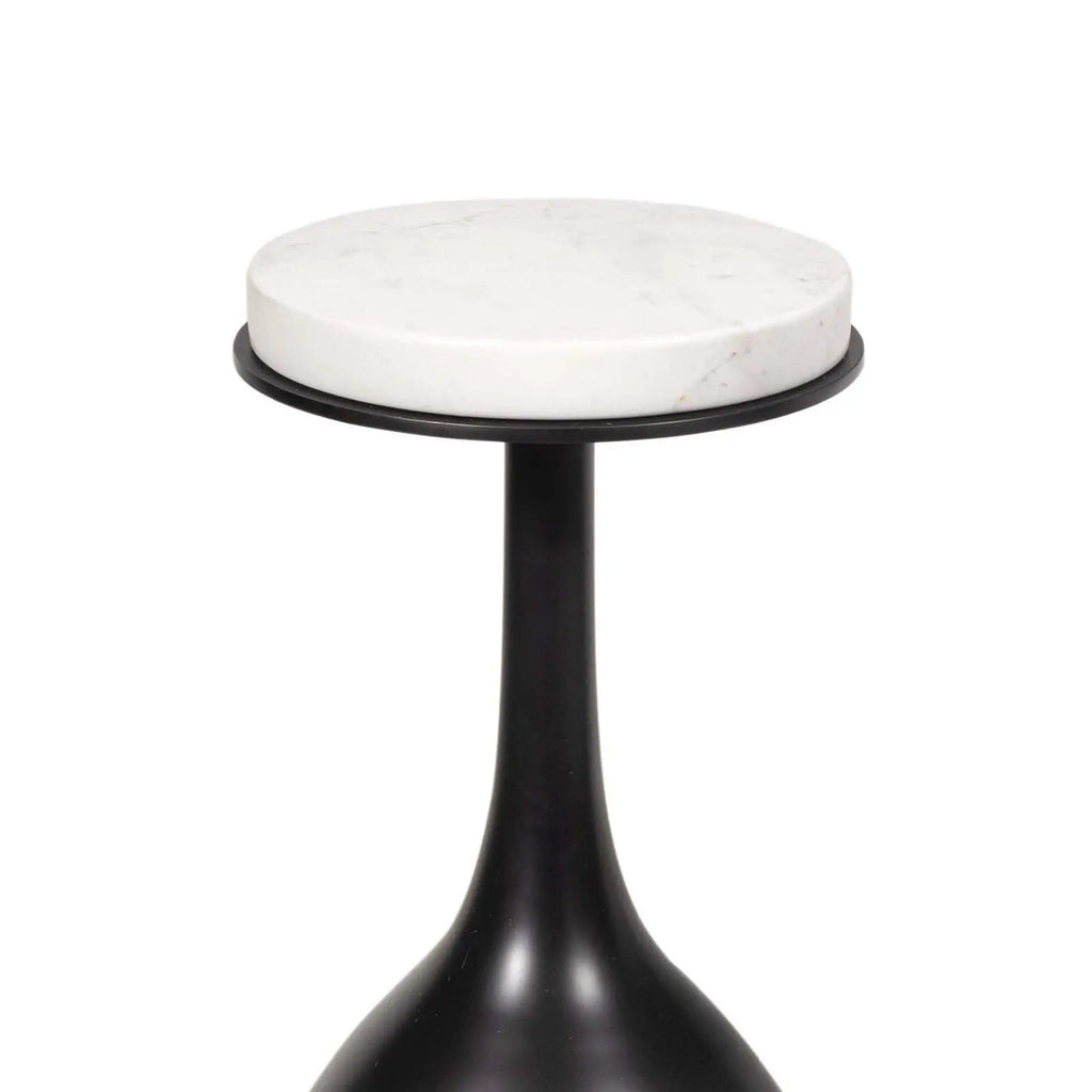 Logan Accent Table – Brass or Bronze with Marble Top