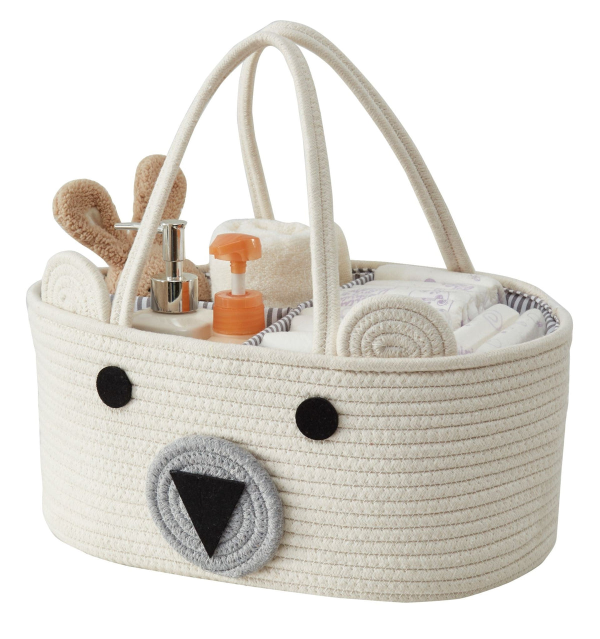 Cotton Diaper Caddy Organizer W/Removable Divider | Cotton Rope Diaper Storage Basket