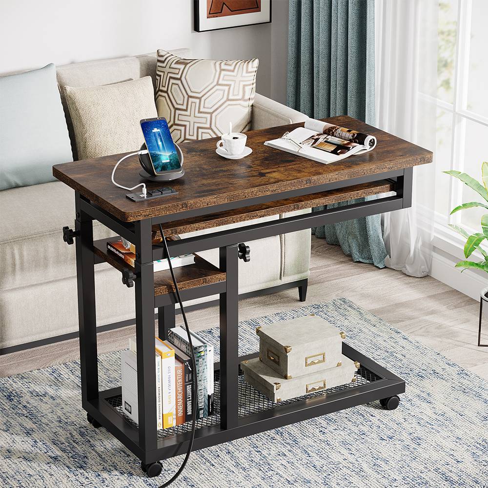 Mobile C Table Portable Desk with Power Outlet