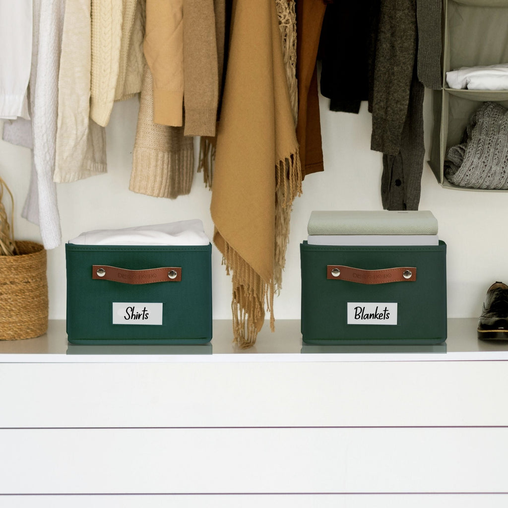 Rectangular Storage Baskets for Shelves with Label Holder