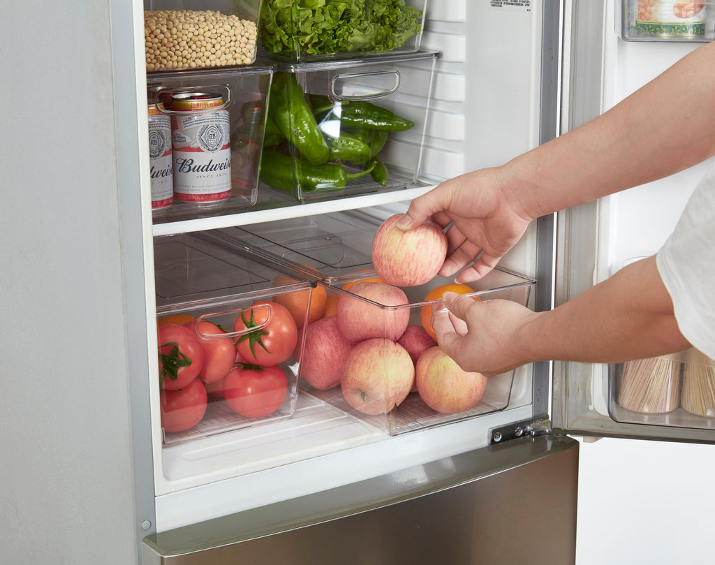 11.4" Clear Storage Bin with Lid - Transparent Fridge Organizers for Kitchen & Pantry