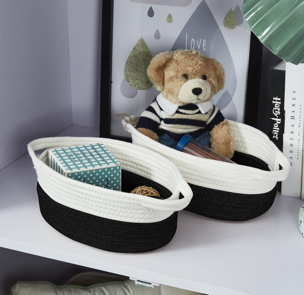 Cotton Rope Baskets (2pcs) - Small Woven Storage Bins