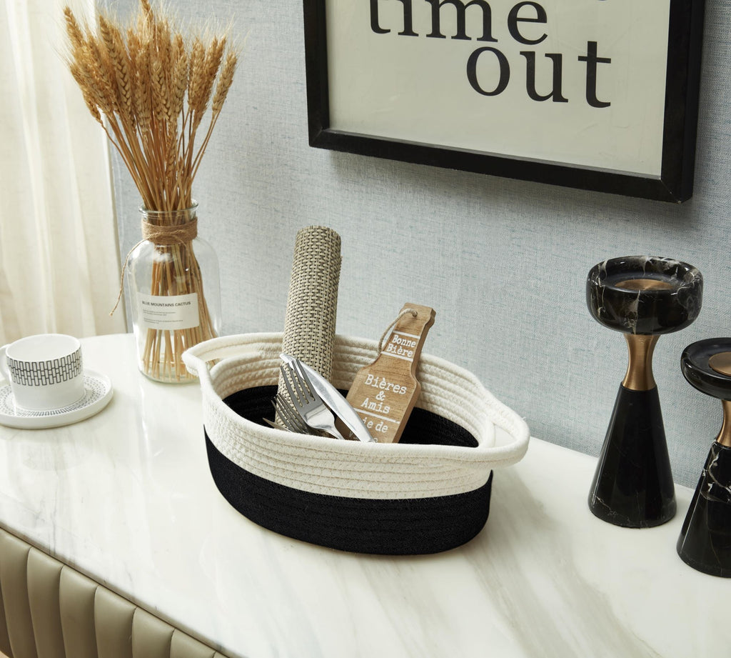 Cotton Rope Baskets (2pcs) - Small Woven Storage Bins