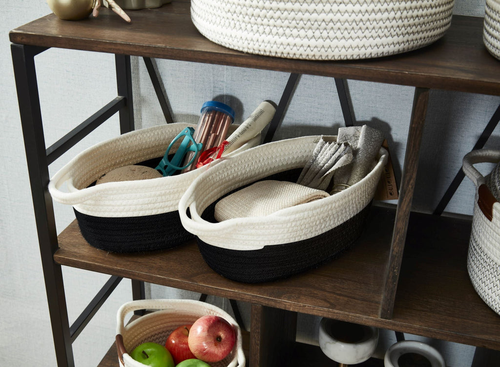 Cotton Rope Baskets (2pcs) - Small Woven Storage Bins