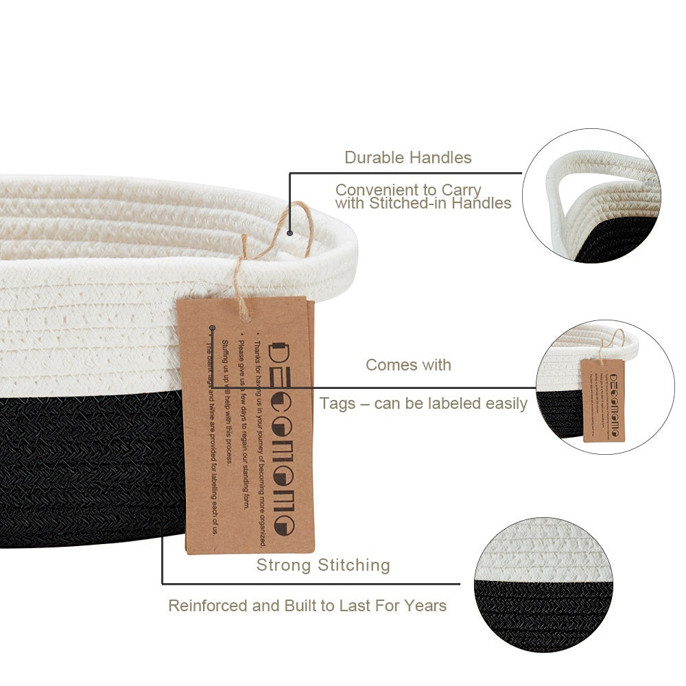 Cotton Rope Baskets (2pcs) - Small Woven Storage Bins
