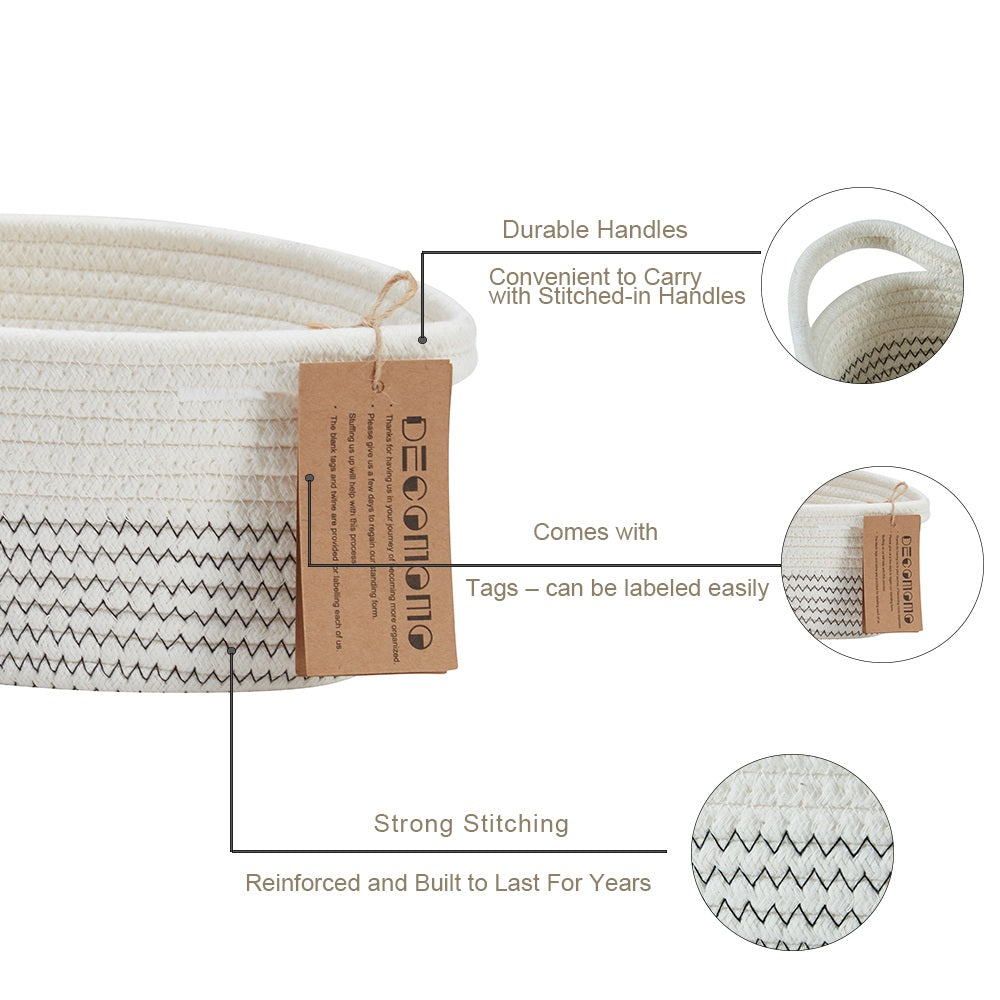 Cotton Rope Baskets (2pcs) - Small Woven Storage Bins
