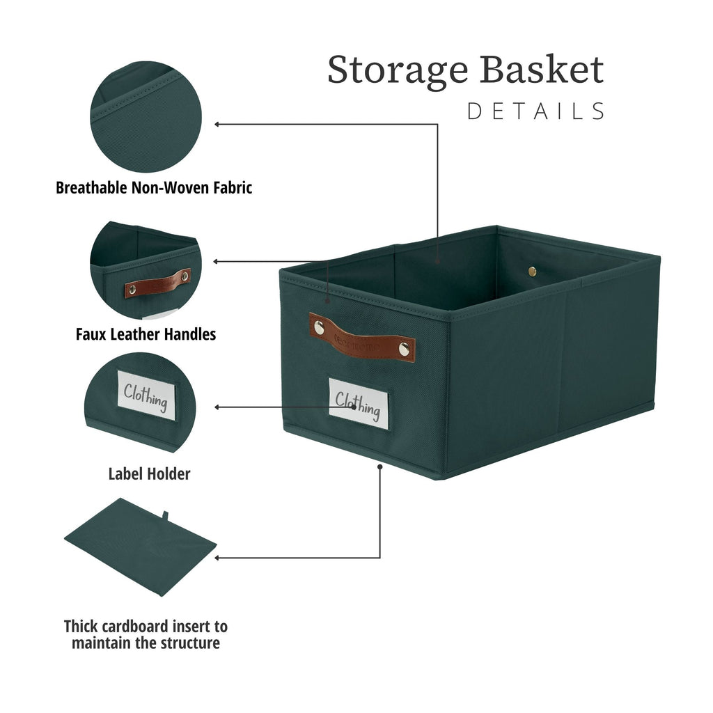 Rectangular Storage Baskets for Shelves with Label Holder