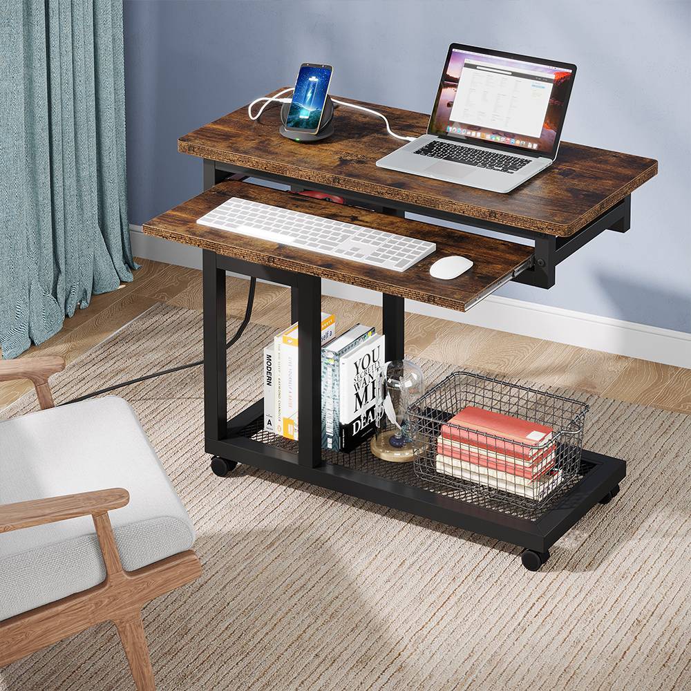 Mobile C Table Portable Desk with Power Outlet