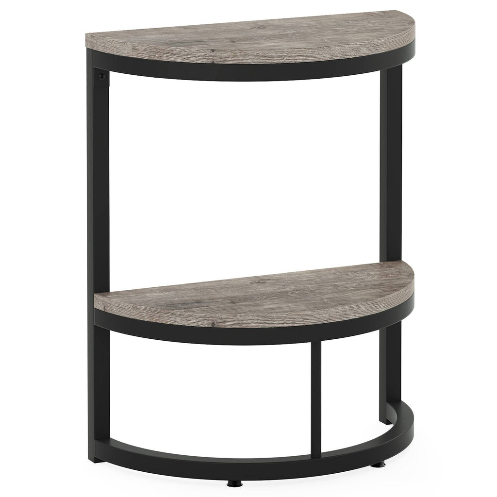 Half Round End Table with Metal Frame