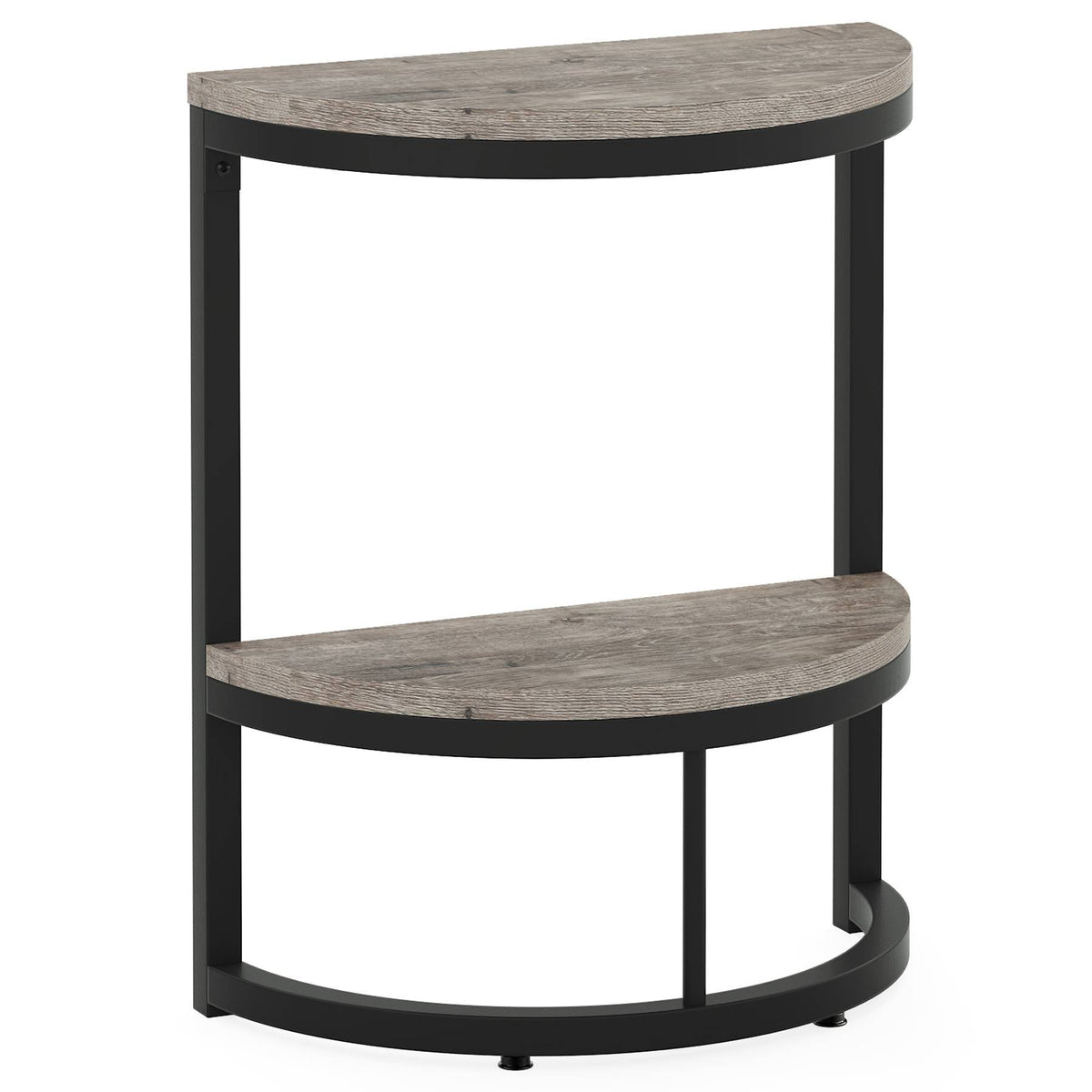 Half Round End Table with Metal Frame