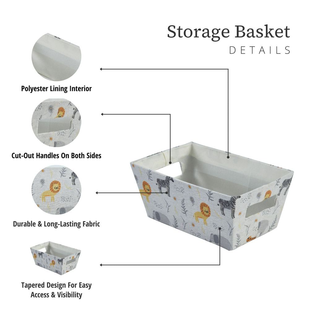 Nestable Storage Bin w/ Cut-out Handles | Patterned Small Storage Baskets