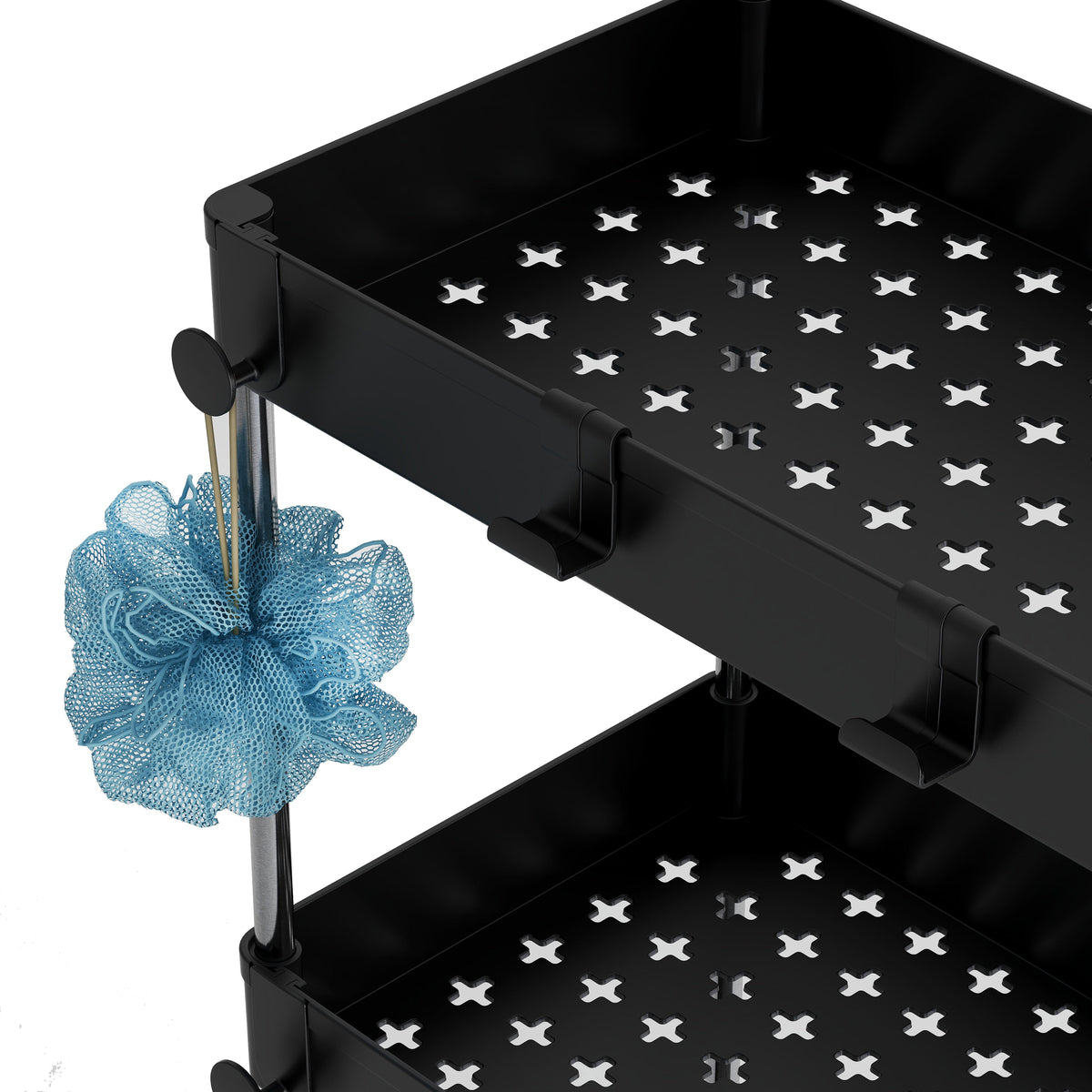 4-Tier Rolling Cart With 360 Rotation Wheels | Multi-Purpose Storage Trolley With Hooks