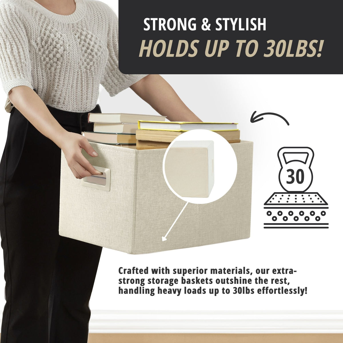 Premium Storage Baskets for Shelves | Durable Closet Organizers for Clothes, Books & Toys