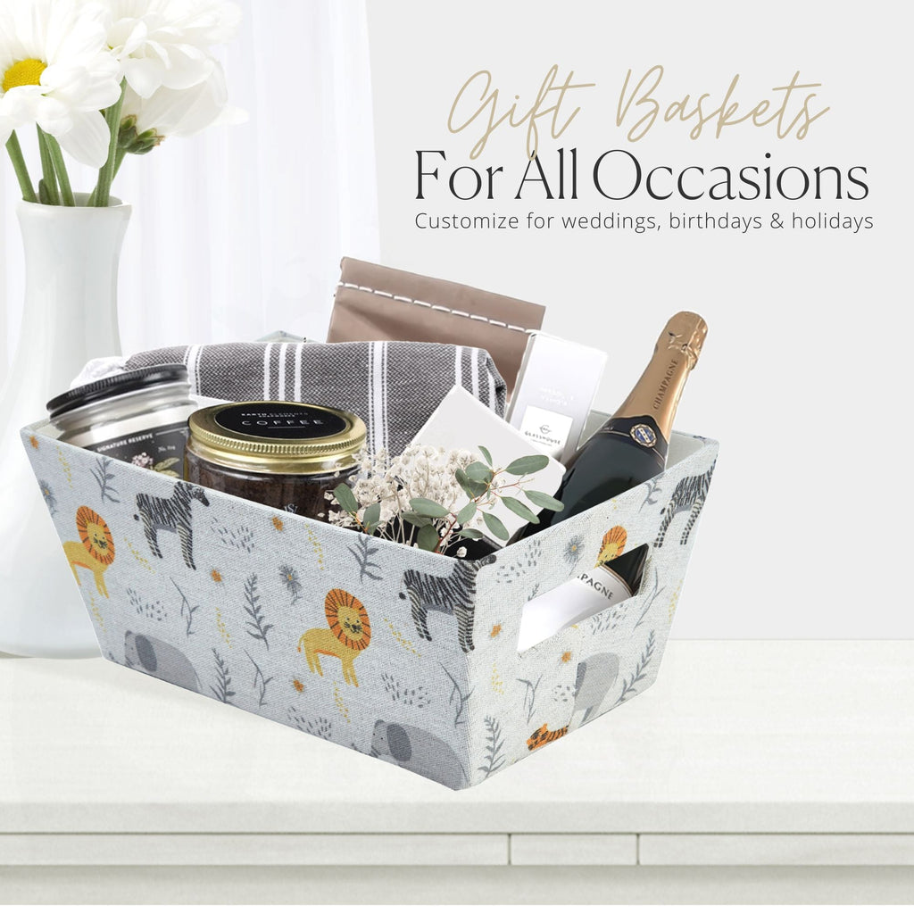 Nestable Storage Bin w/ Cut-out Handles | Patterned Small Storage Baskets