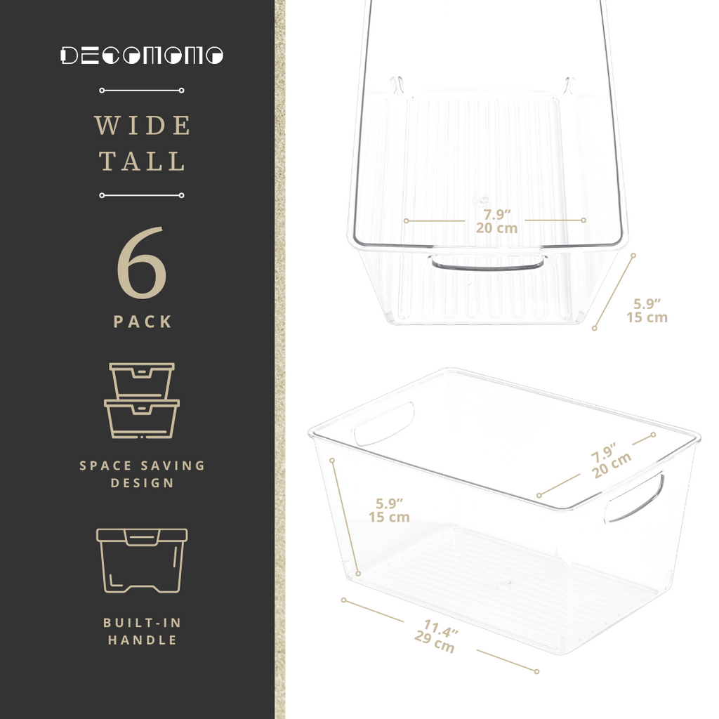 11.4" Fridge Organizer Clear Storage Bins - Transparent Kitchen & Pantry Organizers