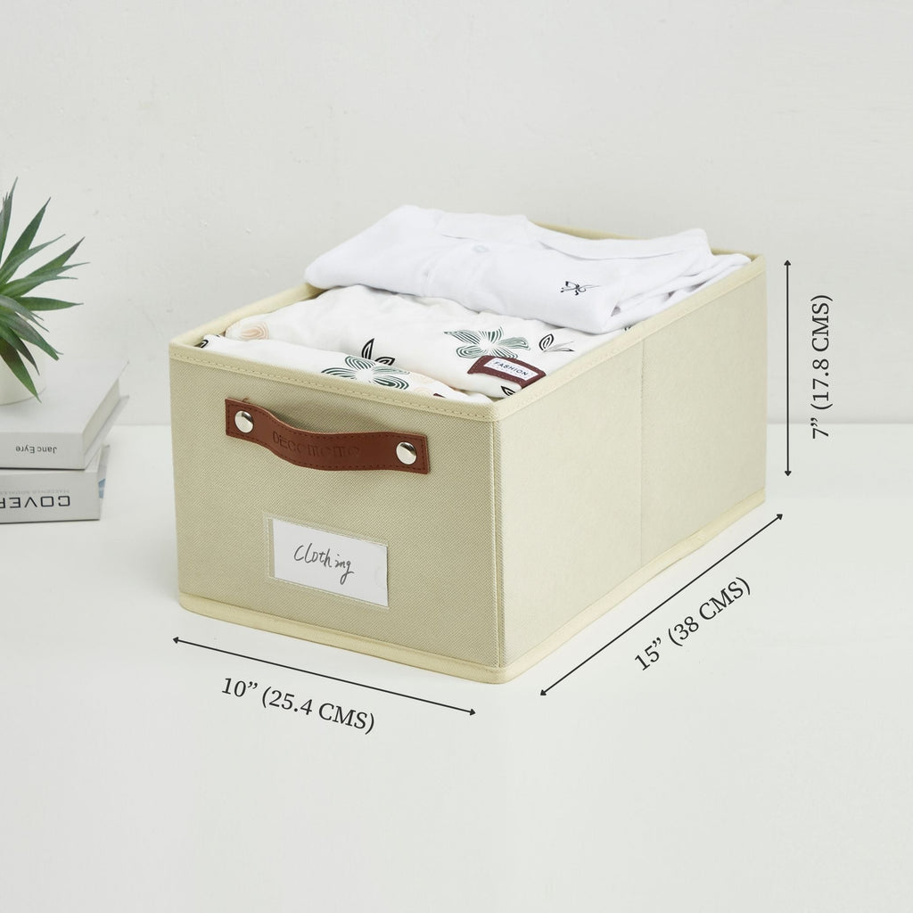 Rectangular Storage Baskets for Shelves with Label Holder