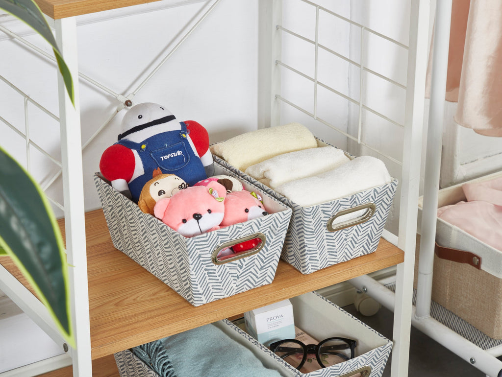 Nestable Storage Bin w/ Cut-out Handles | Patterned Small Storage Baskets
