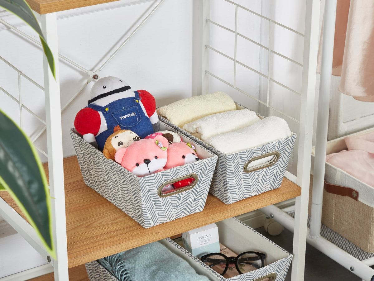 Nestable Storage Bin w/ Cut-out Handles | Patterned Small Storage Baskets