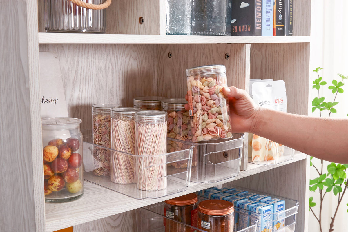 12.4" Clear Fridge Organizer Storage Bins (8 Pack) - Transparent Kitchen Storage Basket